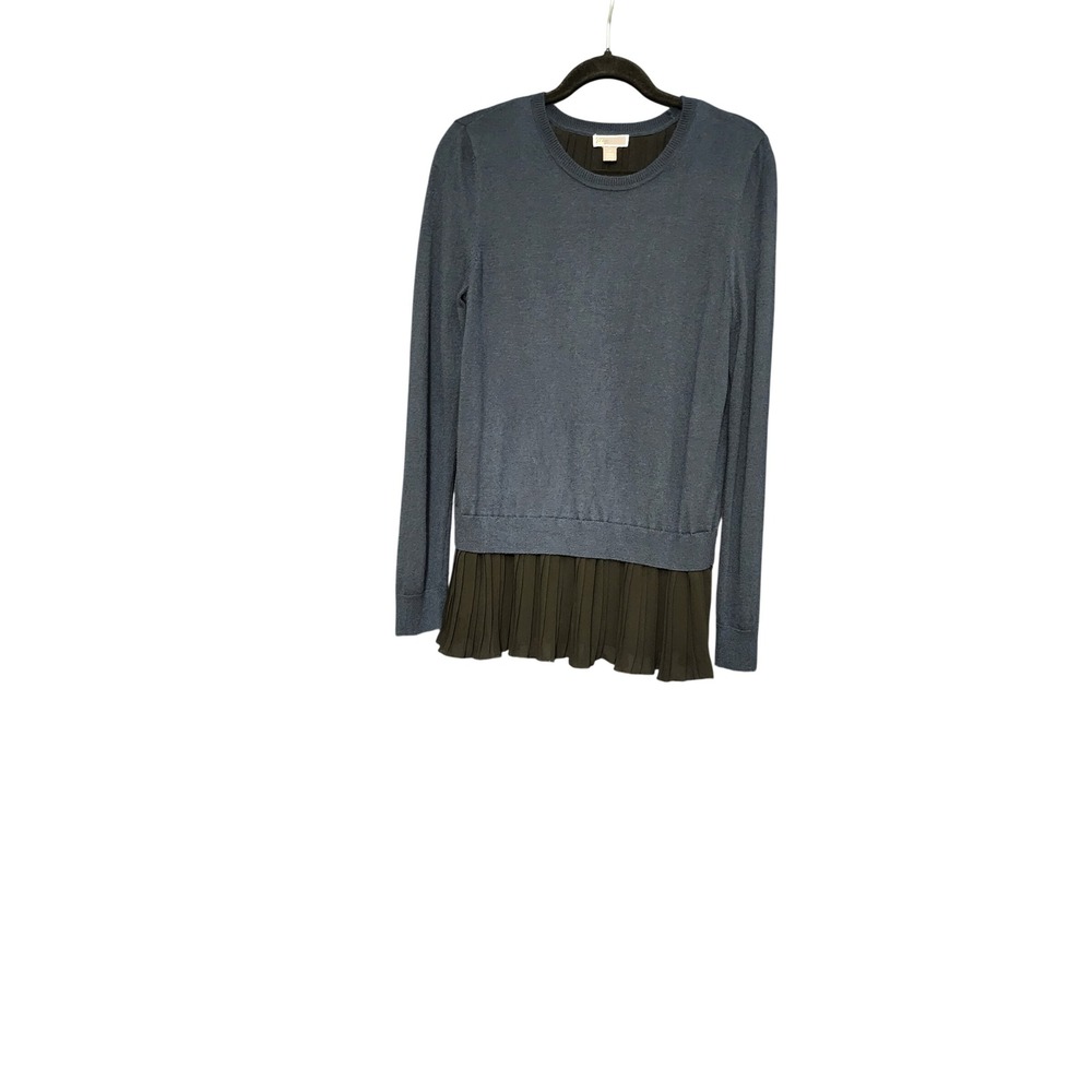 Chelsea28 Mixed Media Pleated Back‎ Sweater Blue Black, Medium
